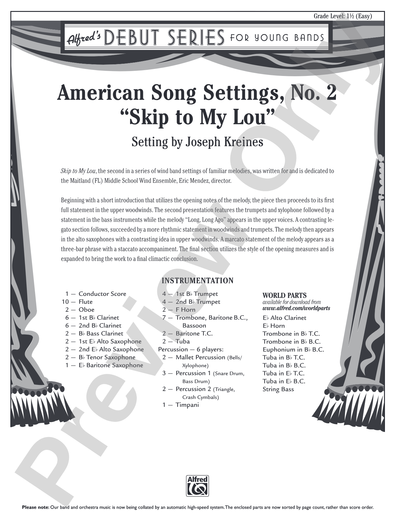 American Song Settings, No. 2: Concert Band Conductor Score & Parts