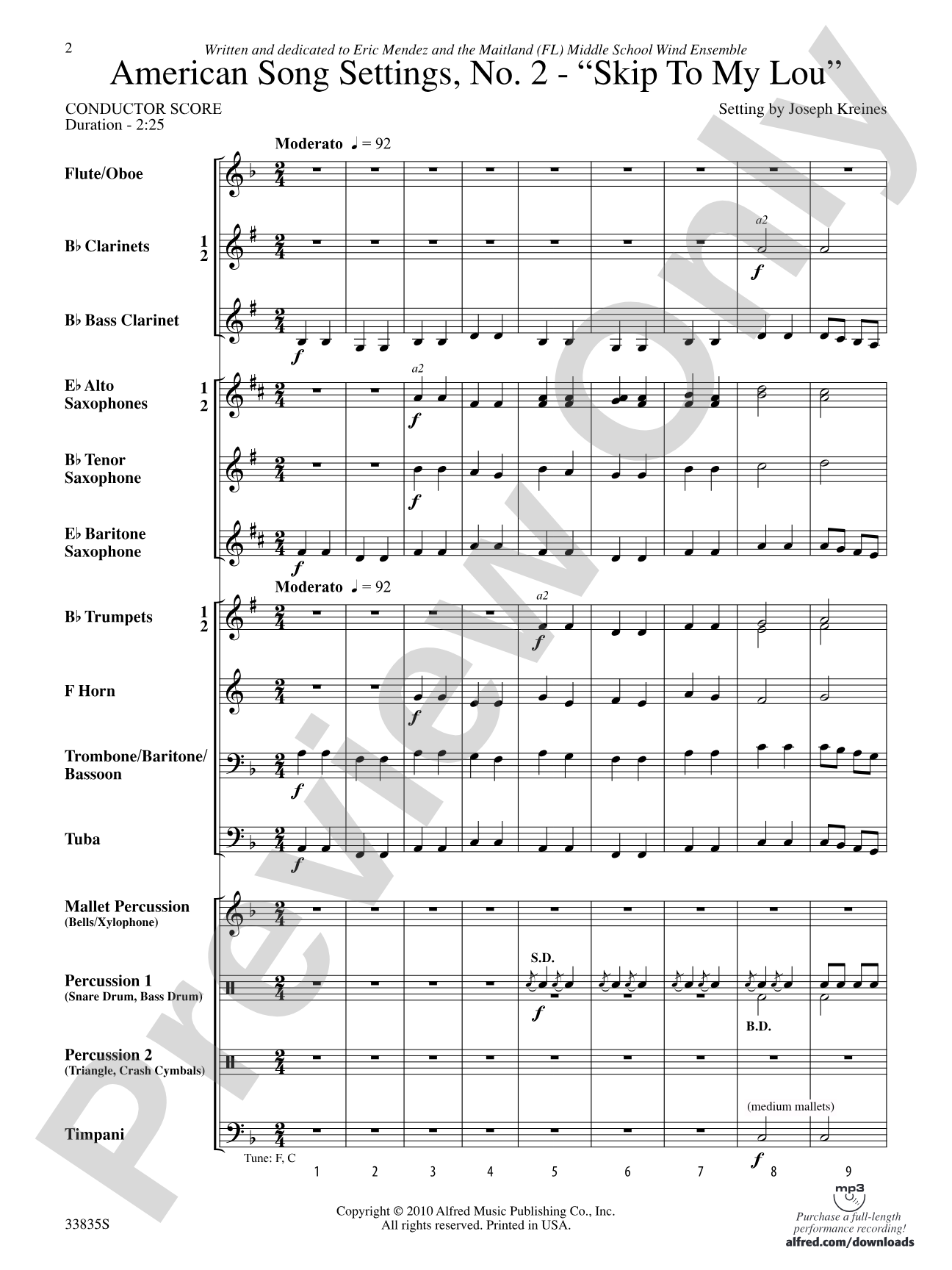 American Song Settings, No. 2: Concert Band Conductor Score & Parts