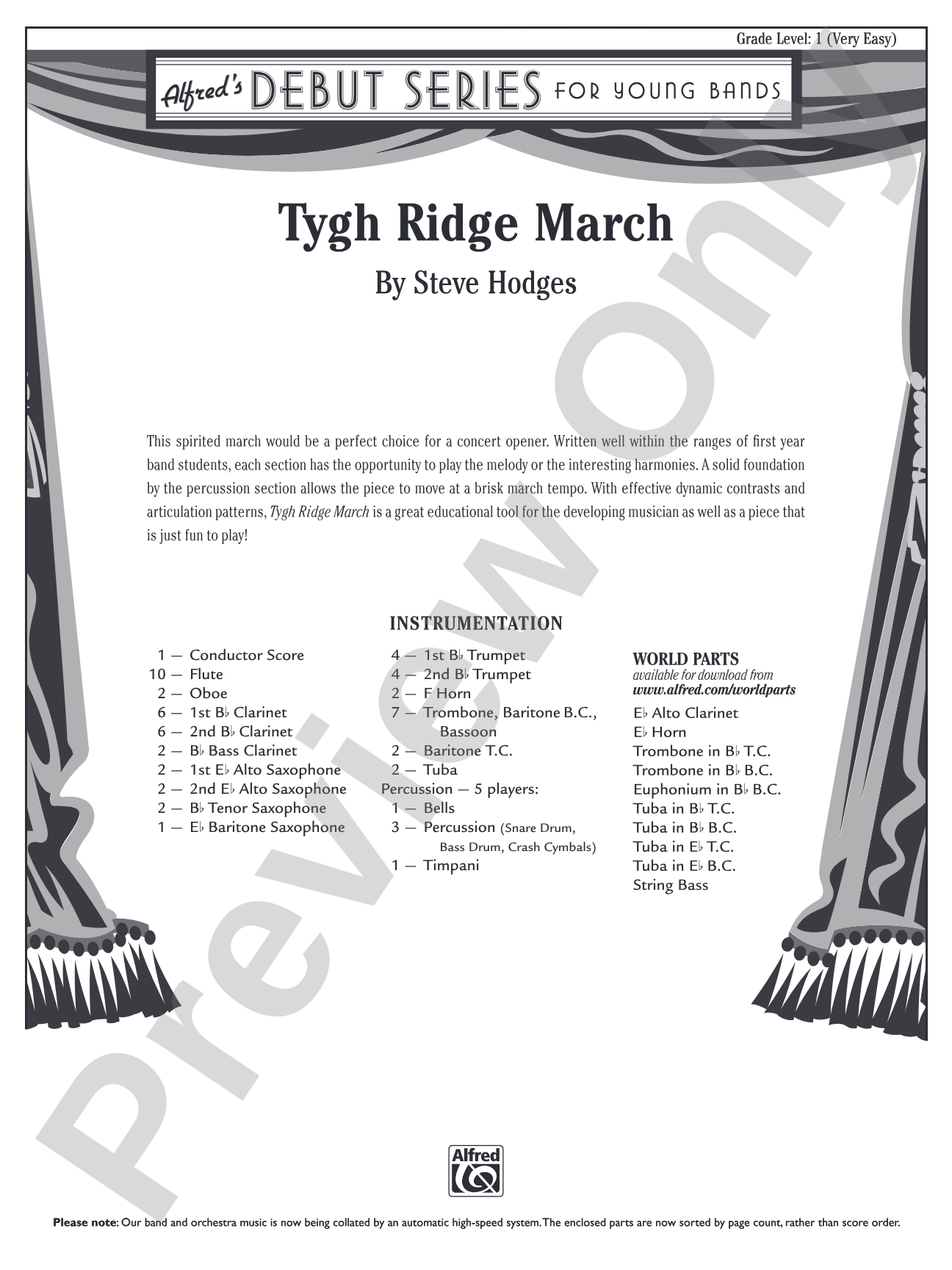 Tygh Ridge March: Concert Band Conductor Score & Parts