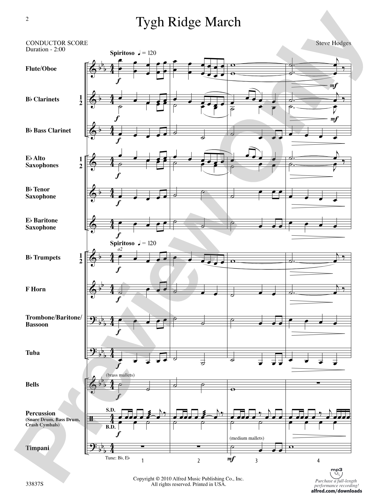 Tygh Ridge March: Concert Band Conductor Score & Parts