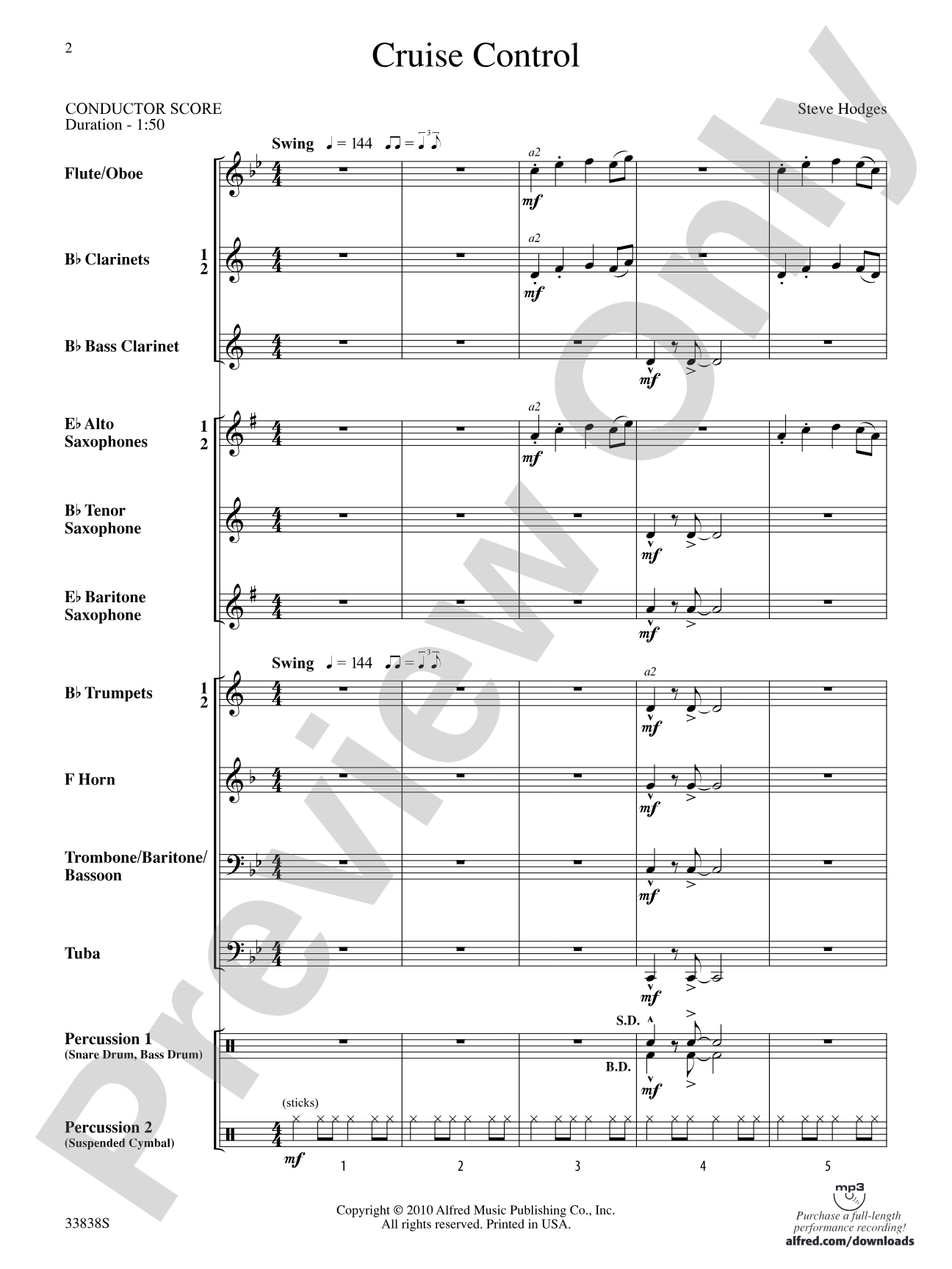 Cruise Control: Concert Band Conductor Score & Parts