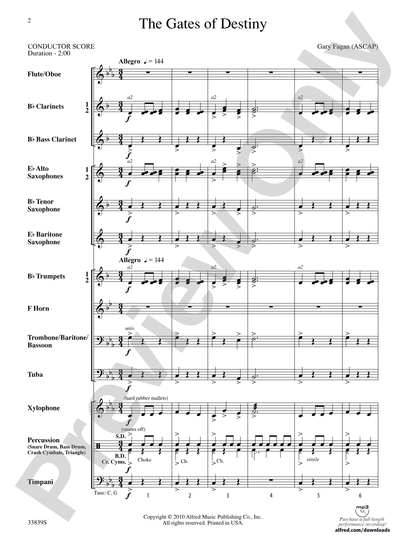 The Gates of Destiny: Concert Band Conductor Score & Parts