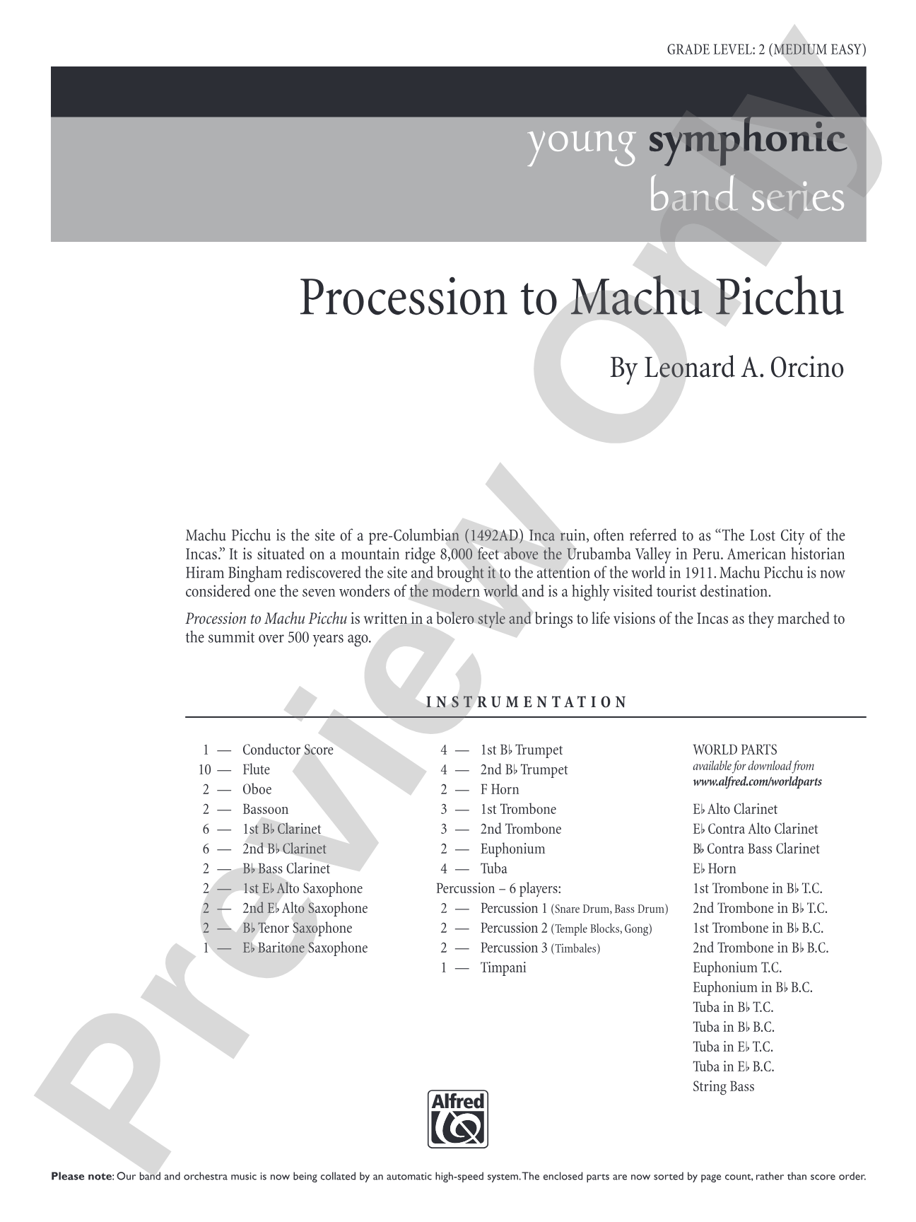 Procession to Machu Picchu: Concert Band Conductor Score & Parts