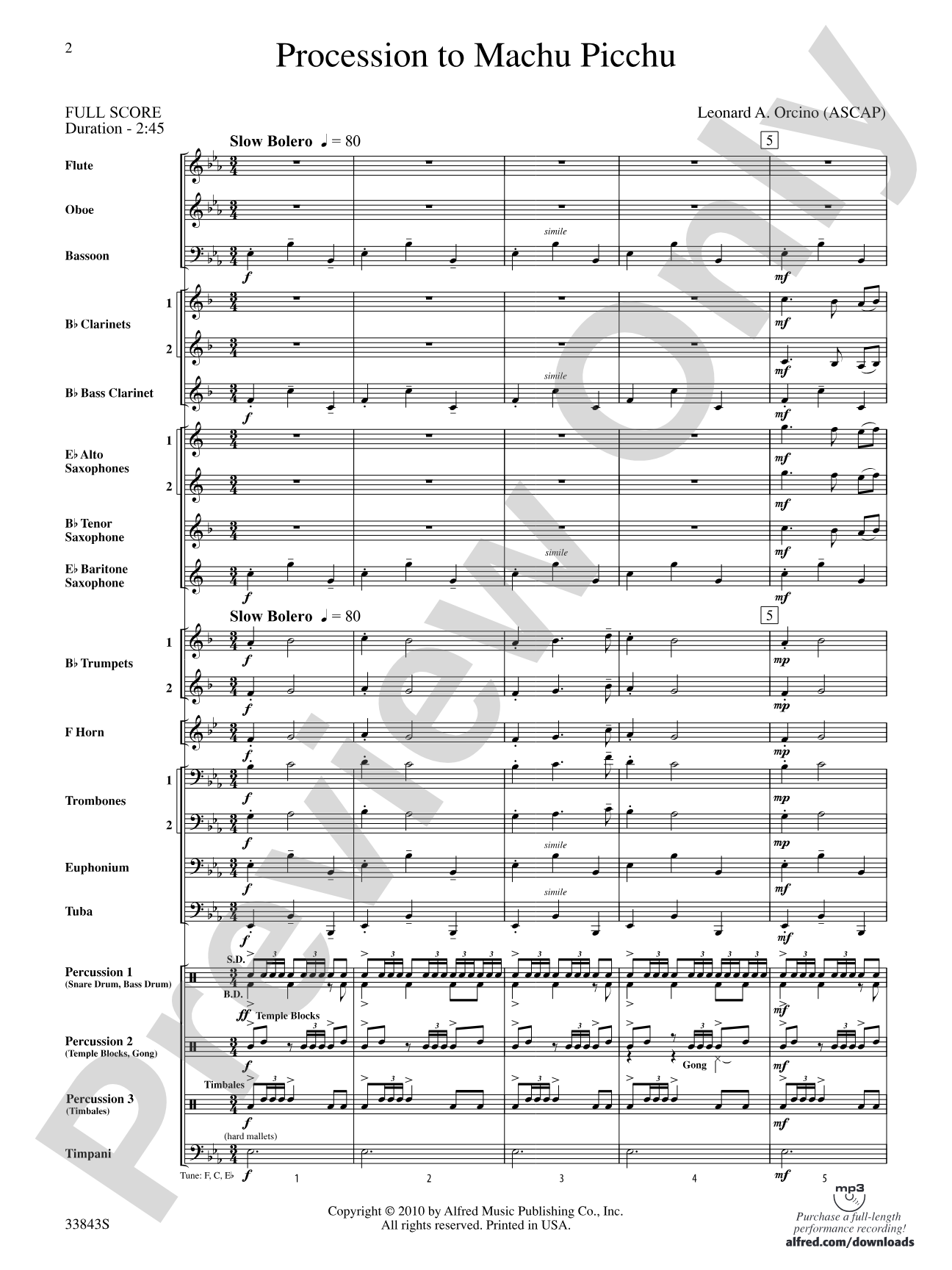 Procession to Machu Picchu: Concert Band Conductor Score & Parts
