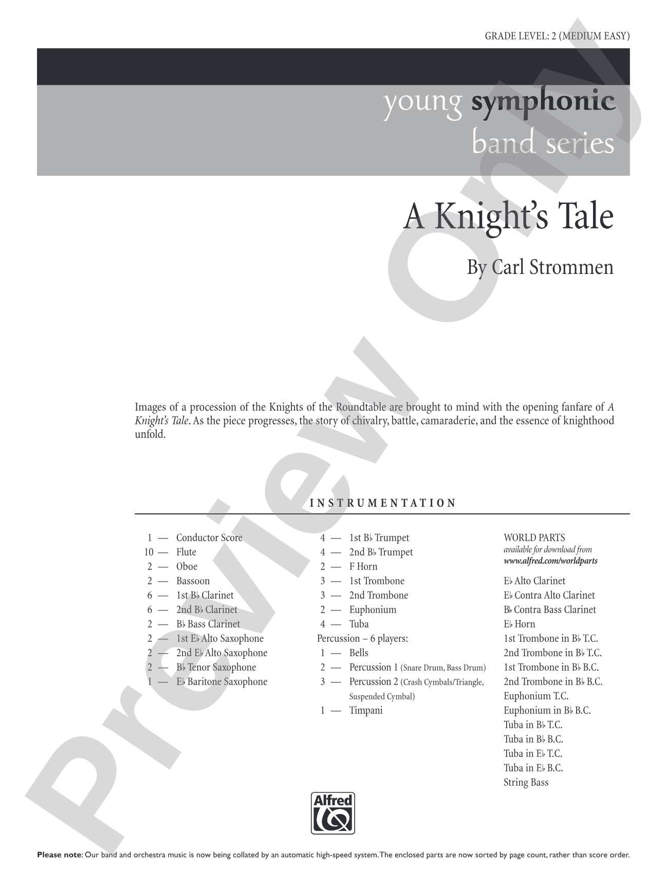 A Knight's Tale: Concert Band Conductor Score & Parts