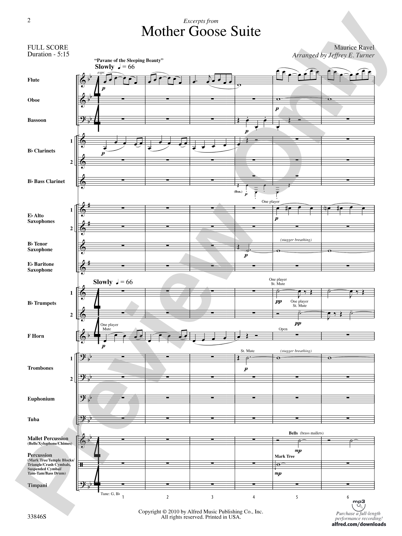 Mother Goose Suite: Concert Band Conductor Score & Parts