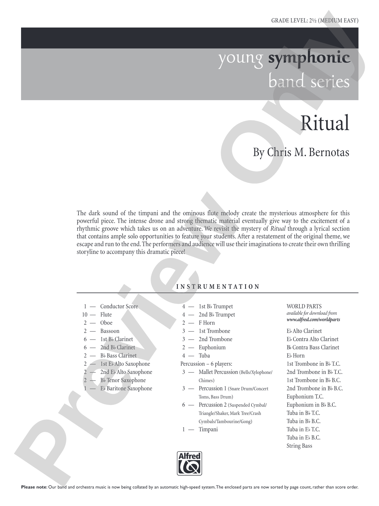 Ritual: Concert Band Conductor Score & Parts