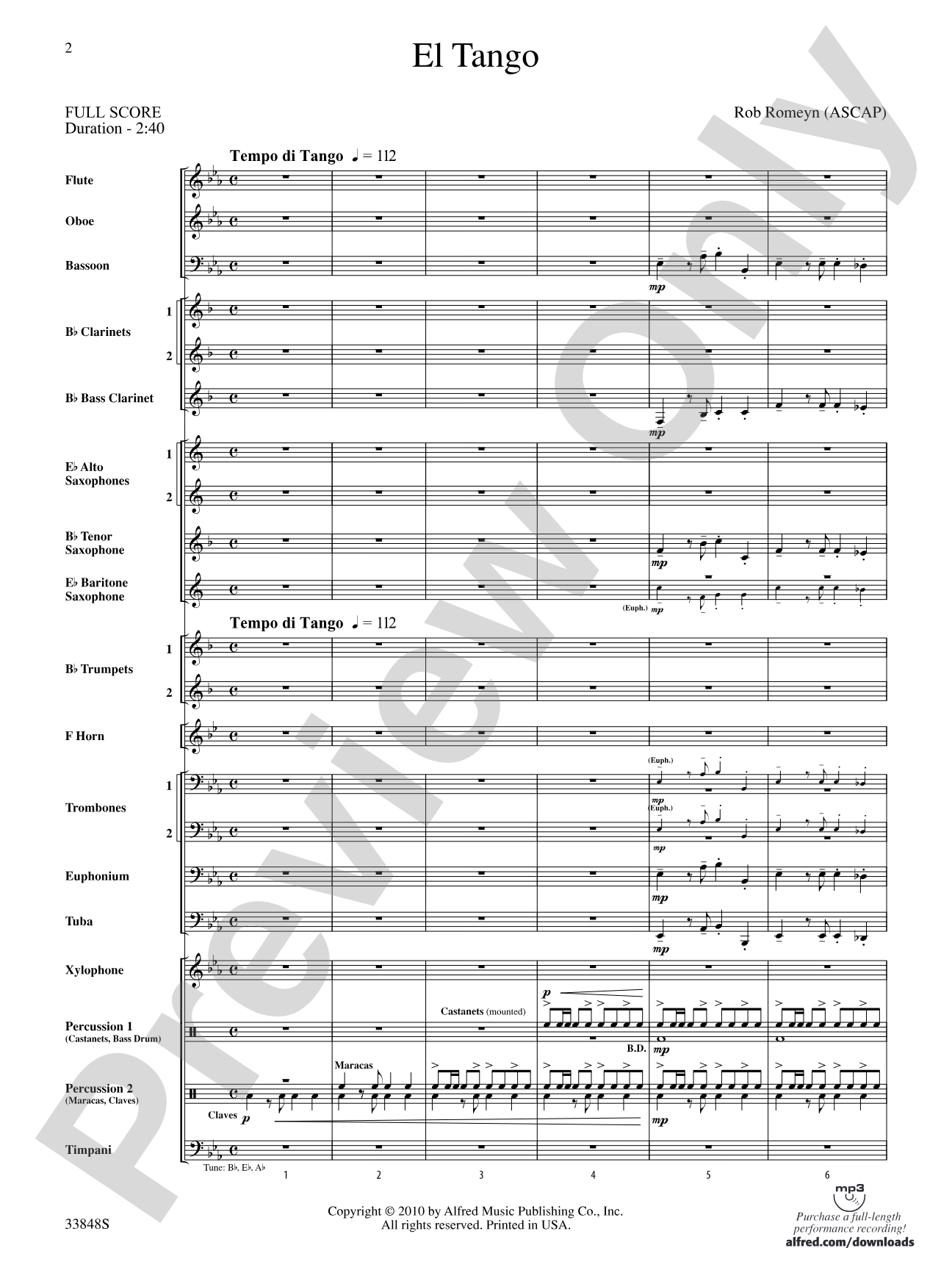 El Tango: Concert Band Conductor Score & Parts