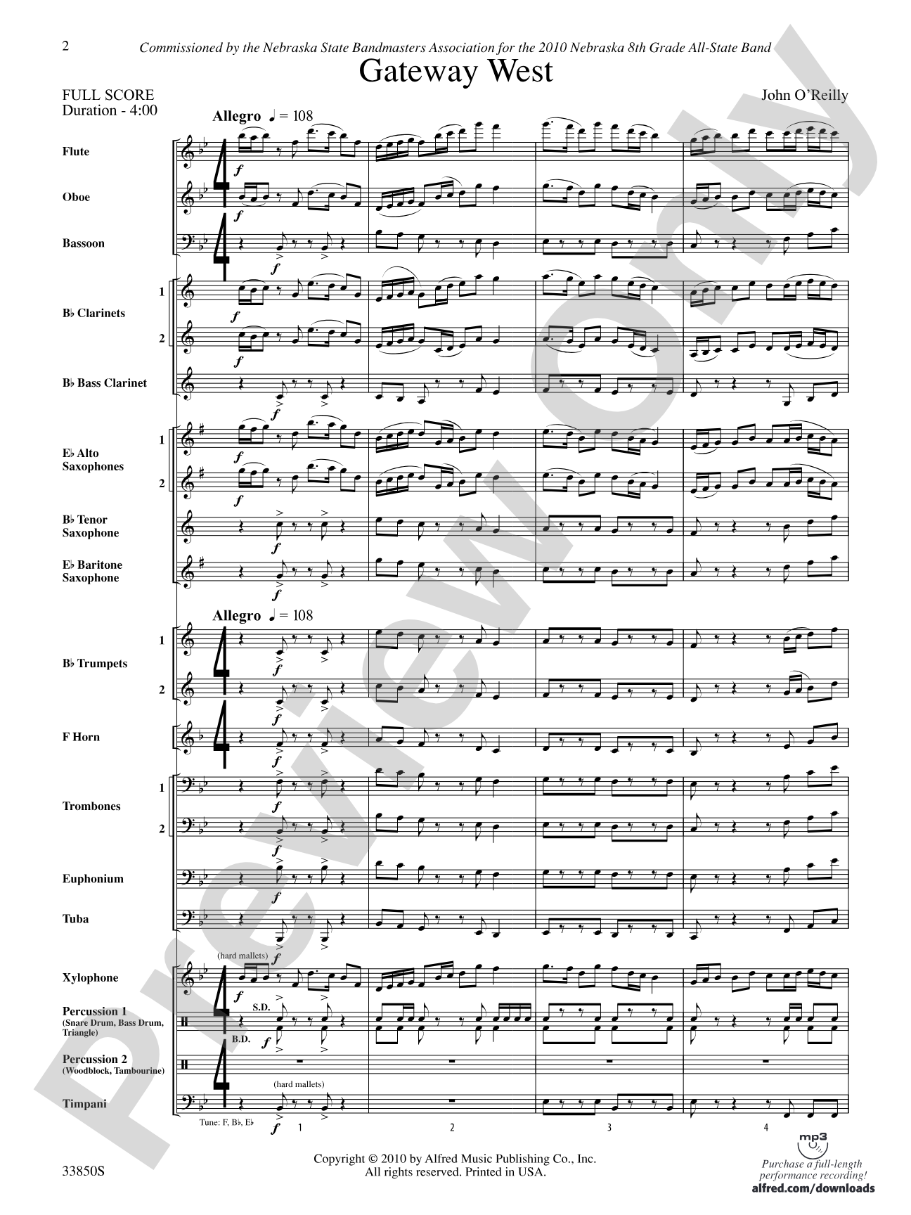 Gateway West: Concert Band Conductor Score & Parts