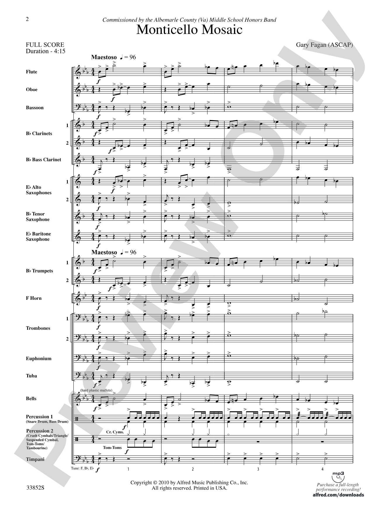 Monticello Mosaic: Concert Band Conductor Score & Parts