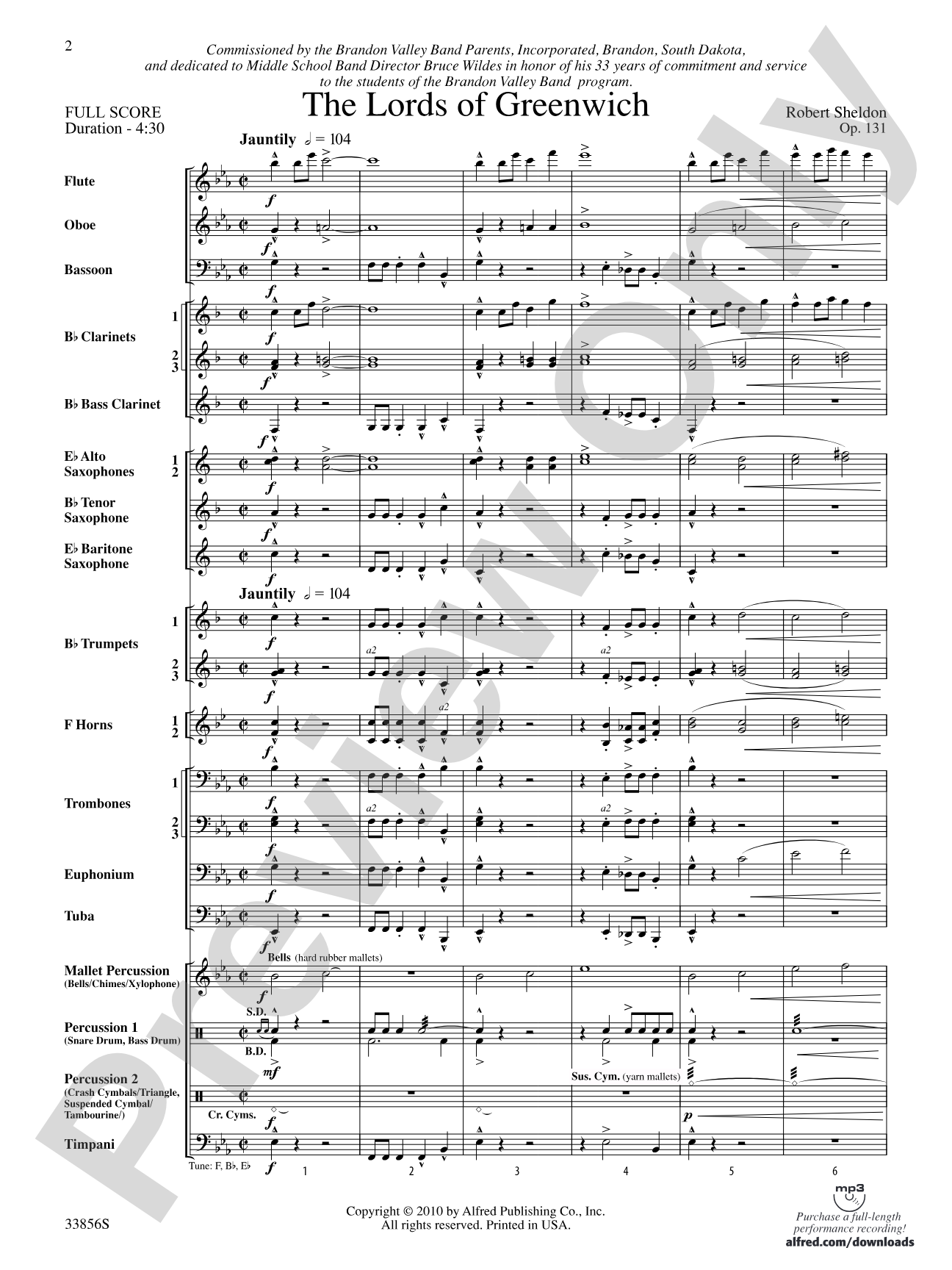 The Lords of Greenwich: Concert Band Conductor Score & Parts