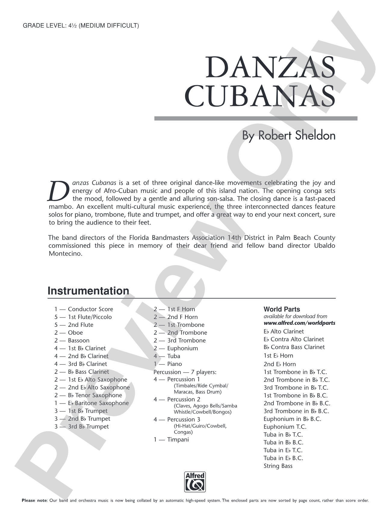 Danzas Cubanas: Concert Band Conductor Score & Parts