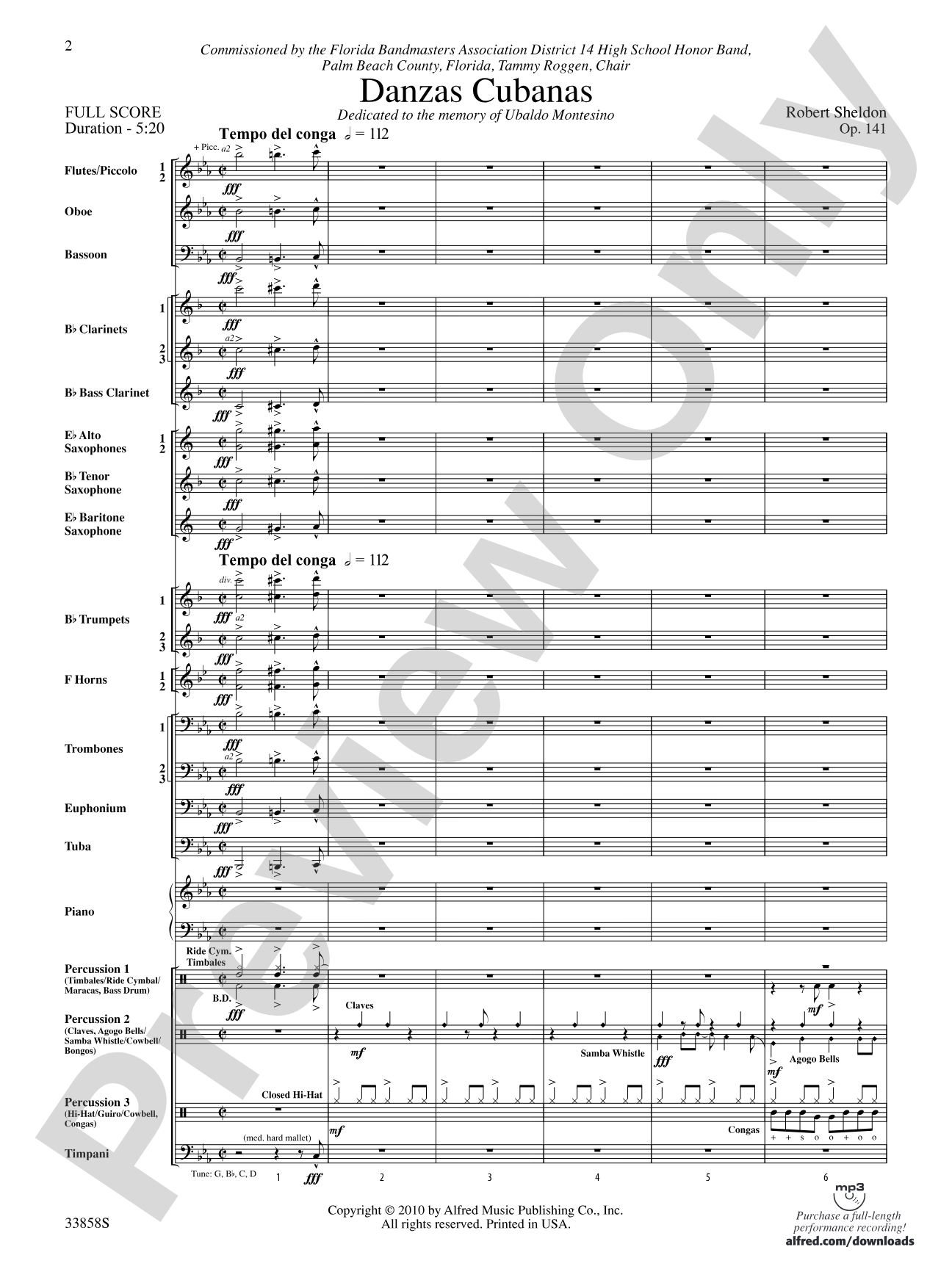 Danzas Cubanas: Concert Band Conductor Score & Parts