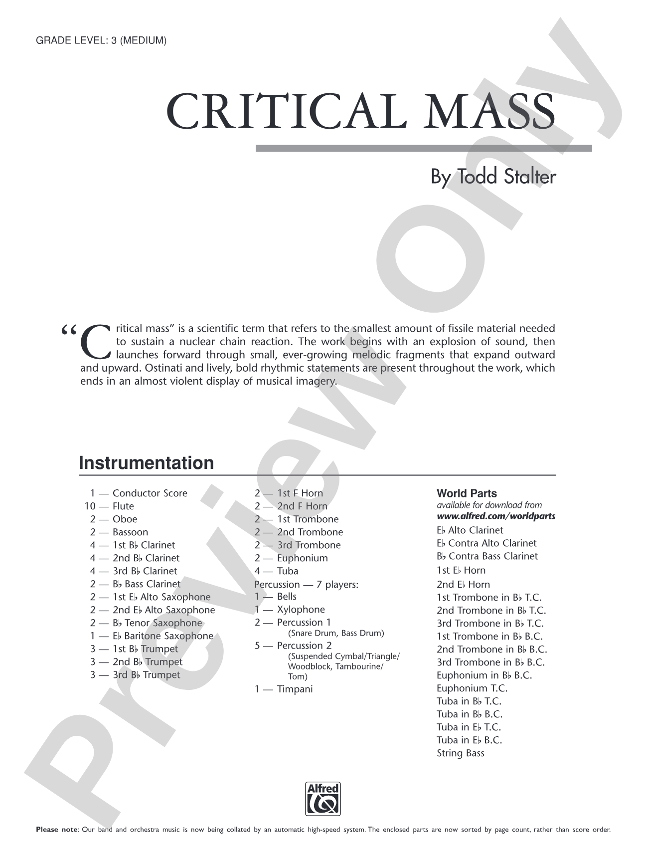 Critical Mass: Concert Band Conductor Score & Parts