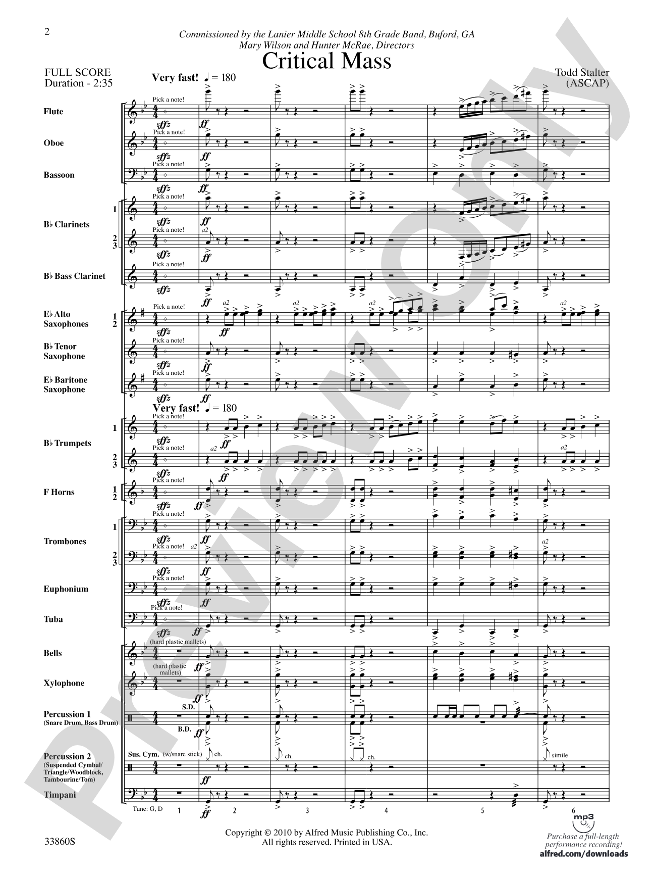 Critical Mass: Concert Band Conductor Score & Parts
