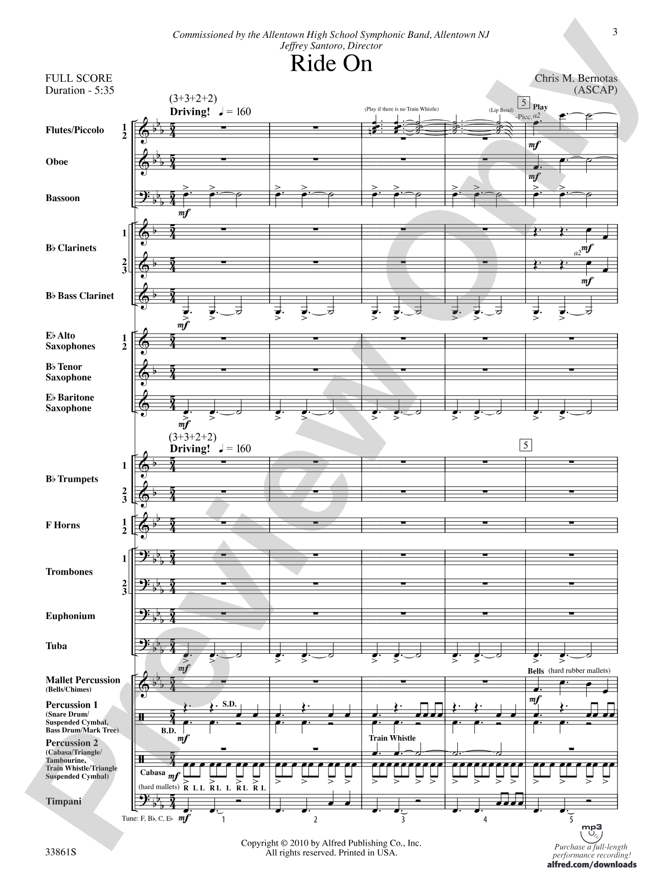 Ride On: Concert Band Conductor Score & Parts