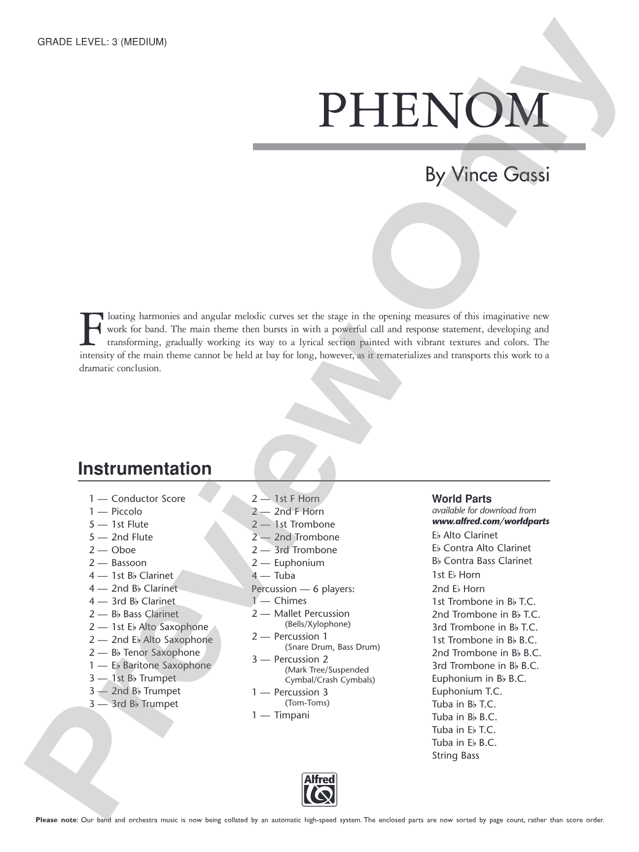 Phenom: Concert Band Conductor Score & Parts