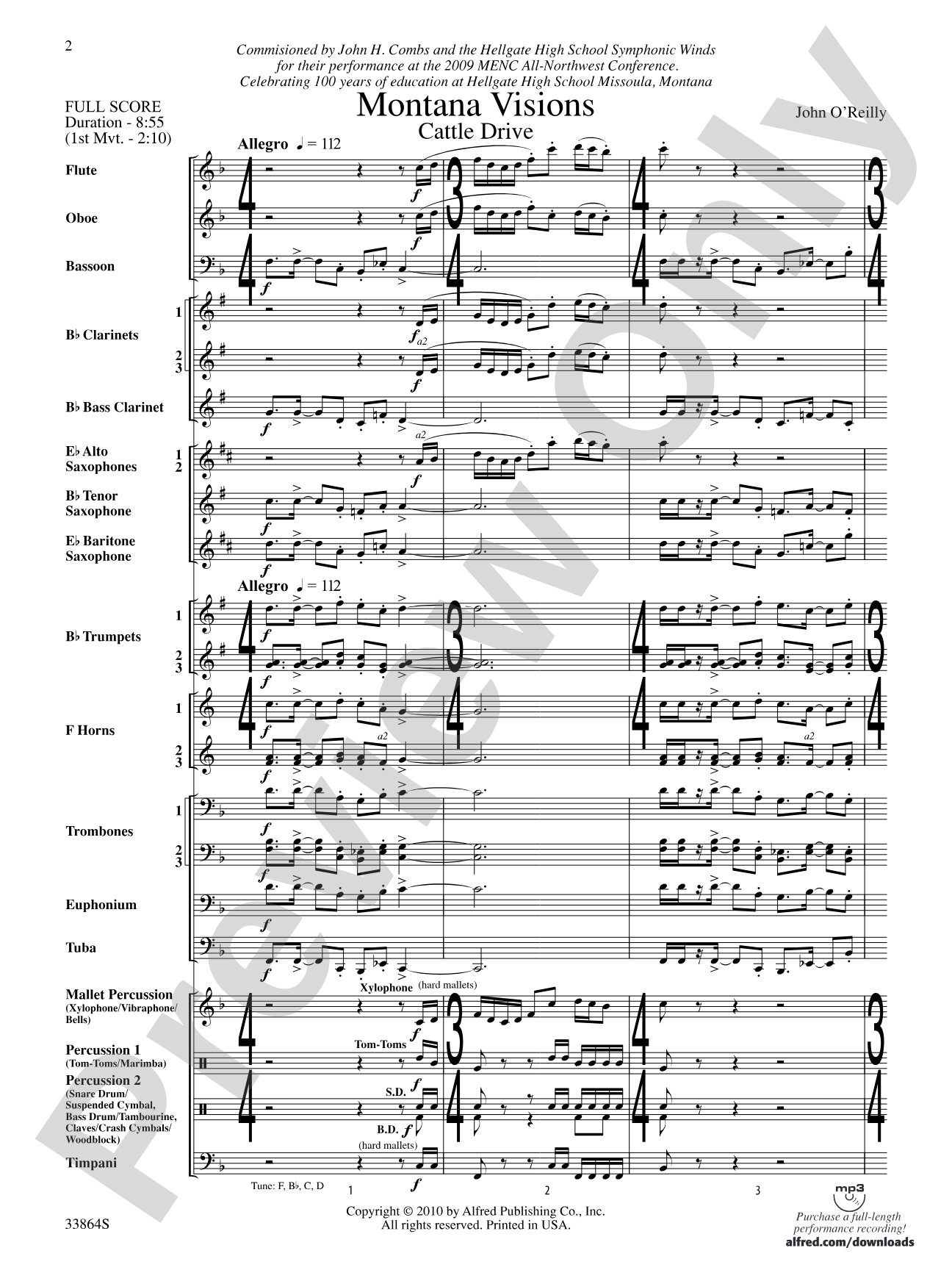 Montana Visions: Concert Band Conductor Score & Parts