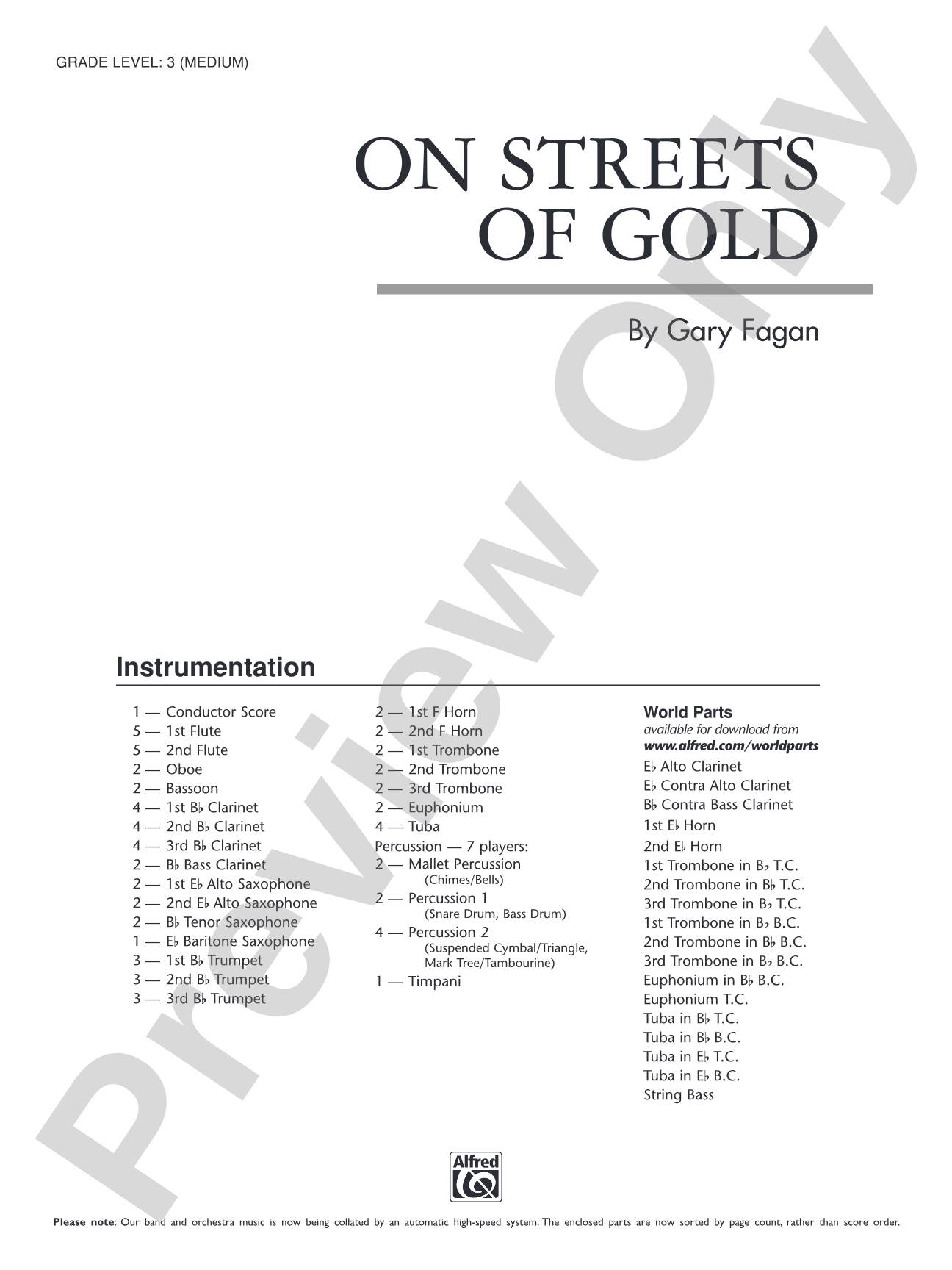 On Streets of Gold: Concert Band Conductor Score & Parts