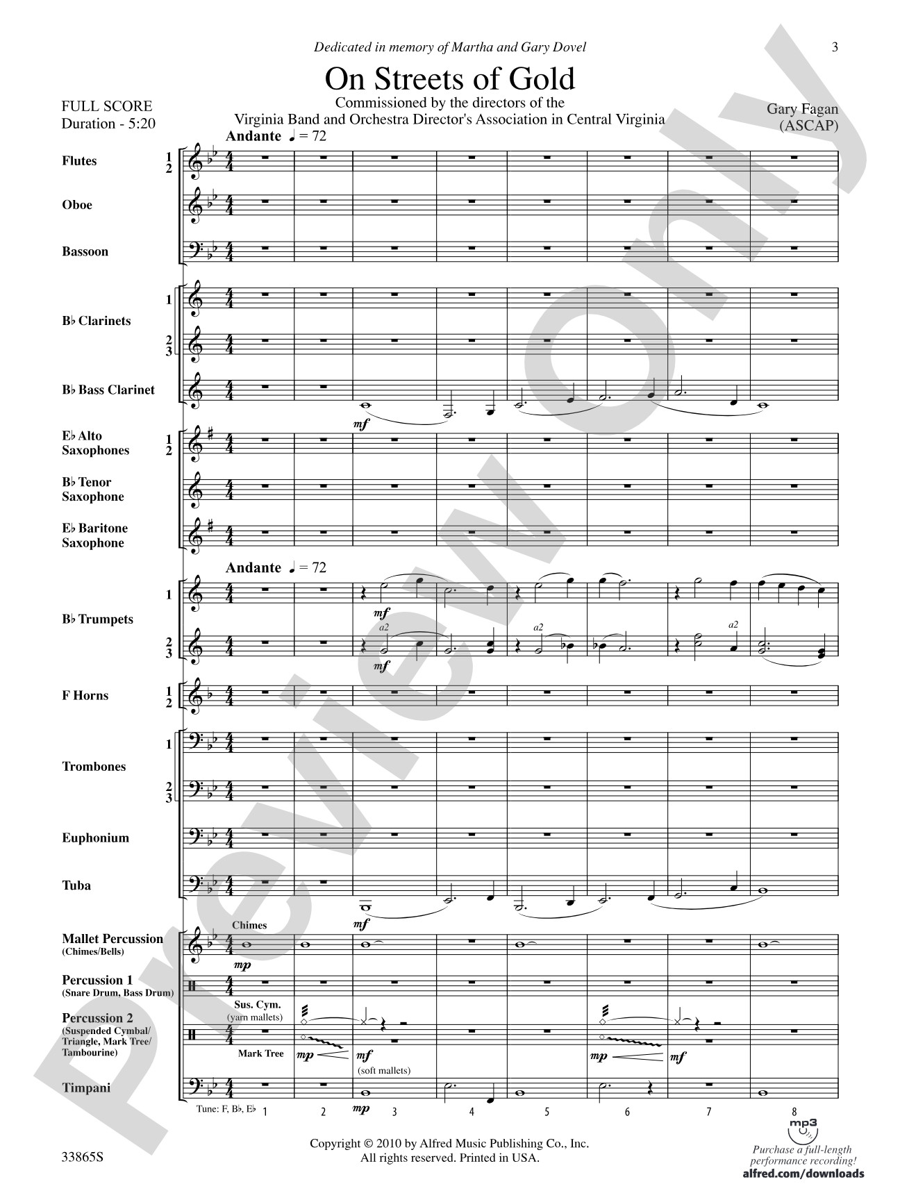 On Streets of Gold: Concert Band Conductor Score & Parts