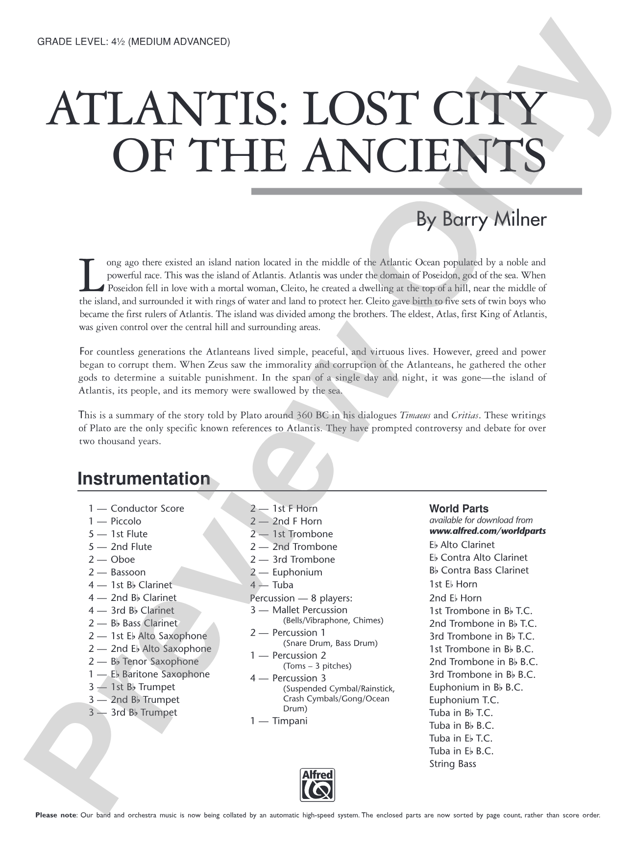 Atlantis: Lost City of the Ancients: Concert Band Conductor Score & Parts