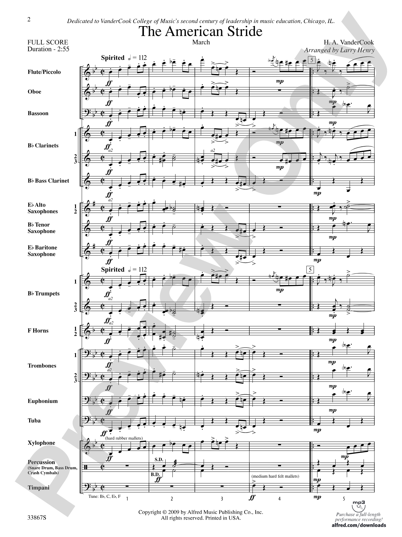 The American Stride: Concert Band Conductor Score & Parts