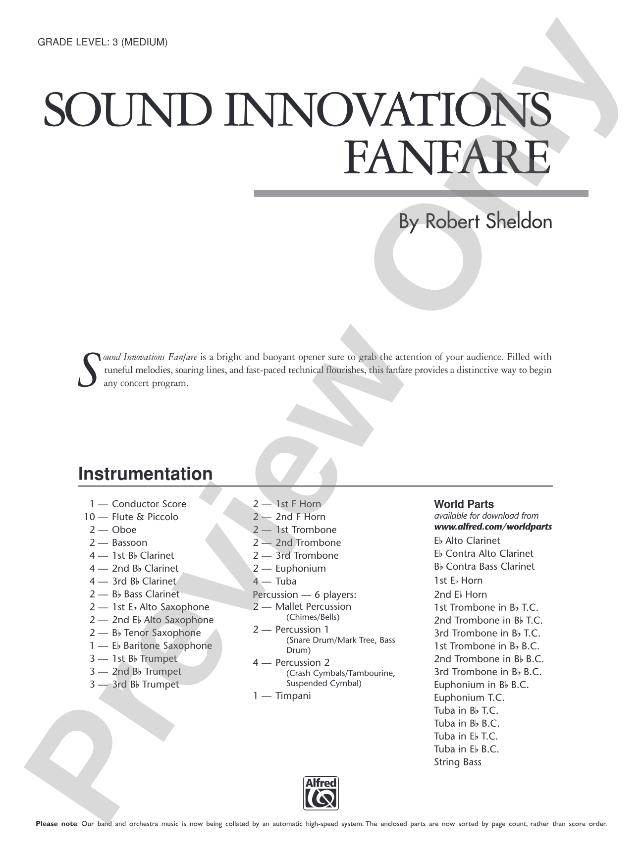 Sound Innovations Fanfare: Concert Band Conductor Score & Parts