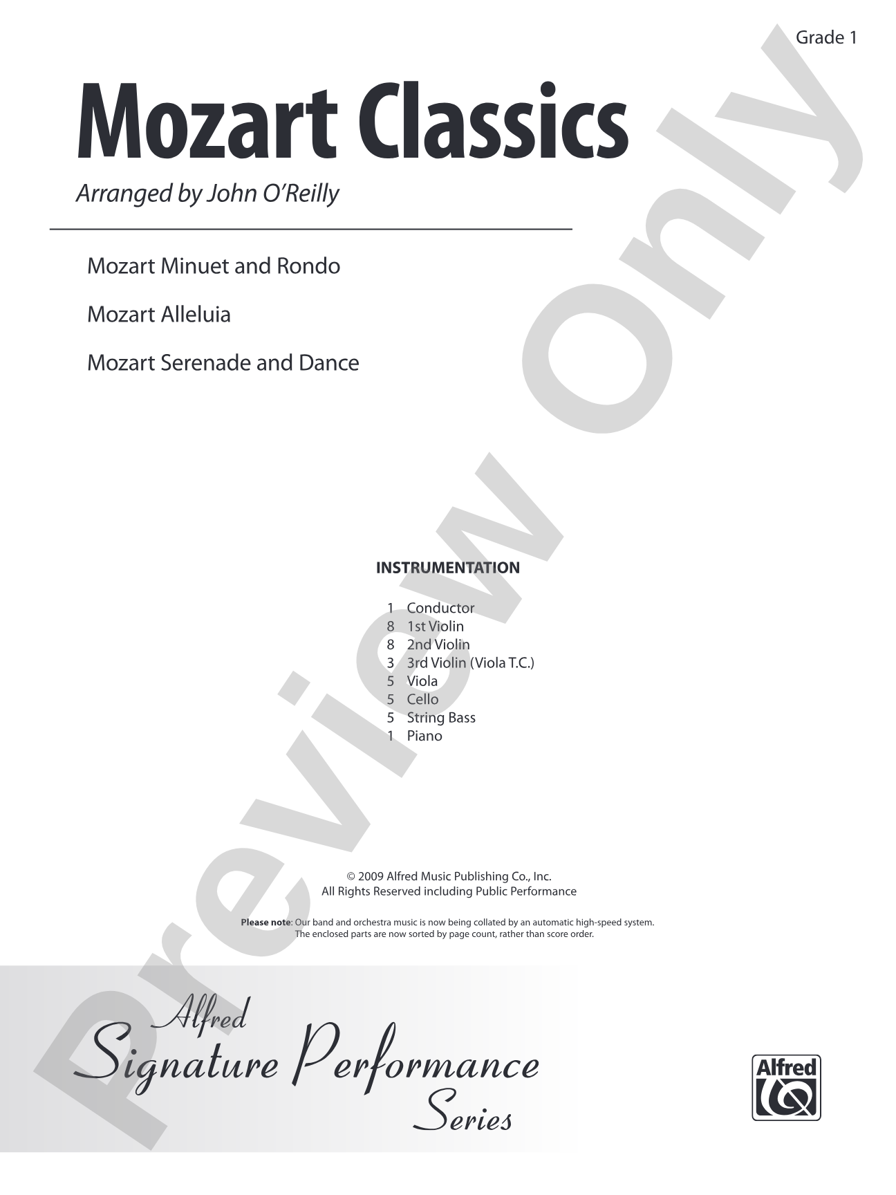 Mozart Classics: String Orchestra Conductor Score & Parts