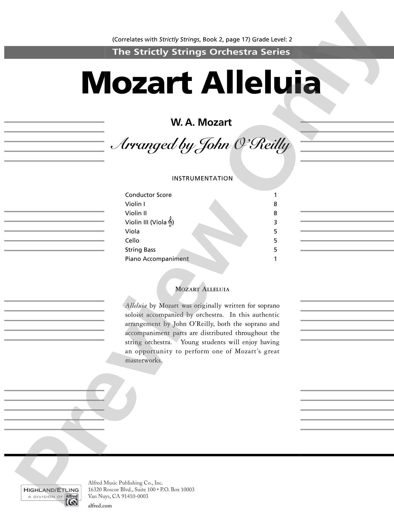 Mozart Classics: String Orchestra Conductor Score & Parts