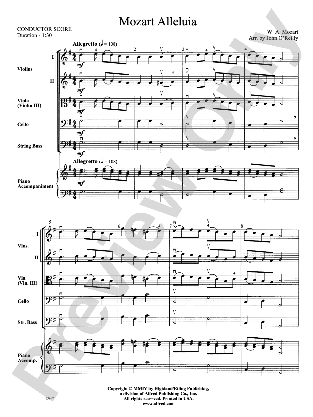Mozart Classics: String Orchestra Conductor Score & Parts
