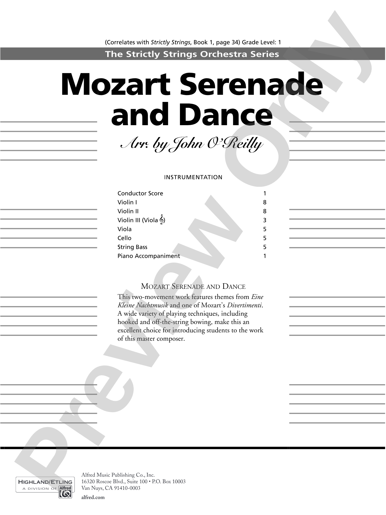 Mozart Classics: String Orchestra Conductor Score & Parts