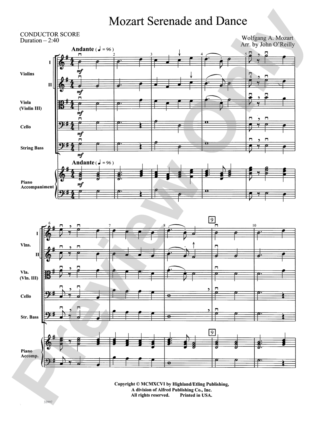 Mozart Classics: String Orchestra Conductor Score & Parts