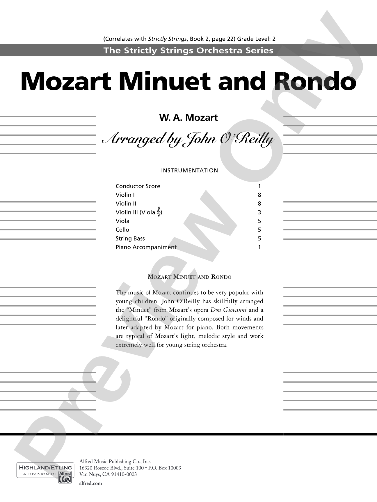 Mozart Classics: String Orchestra Conductor Score & Parts