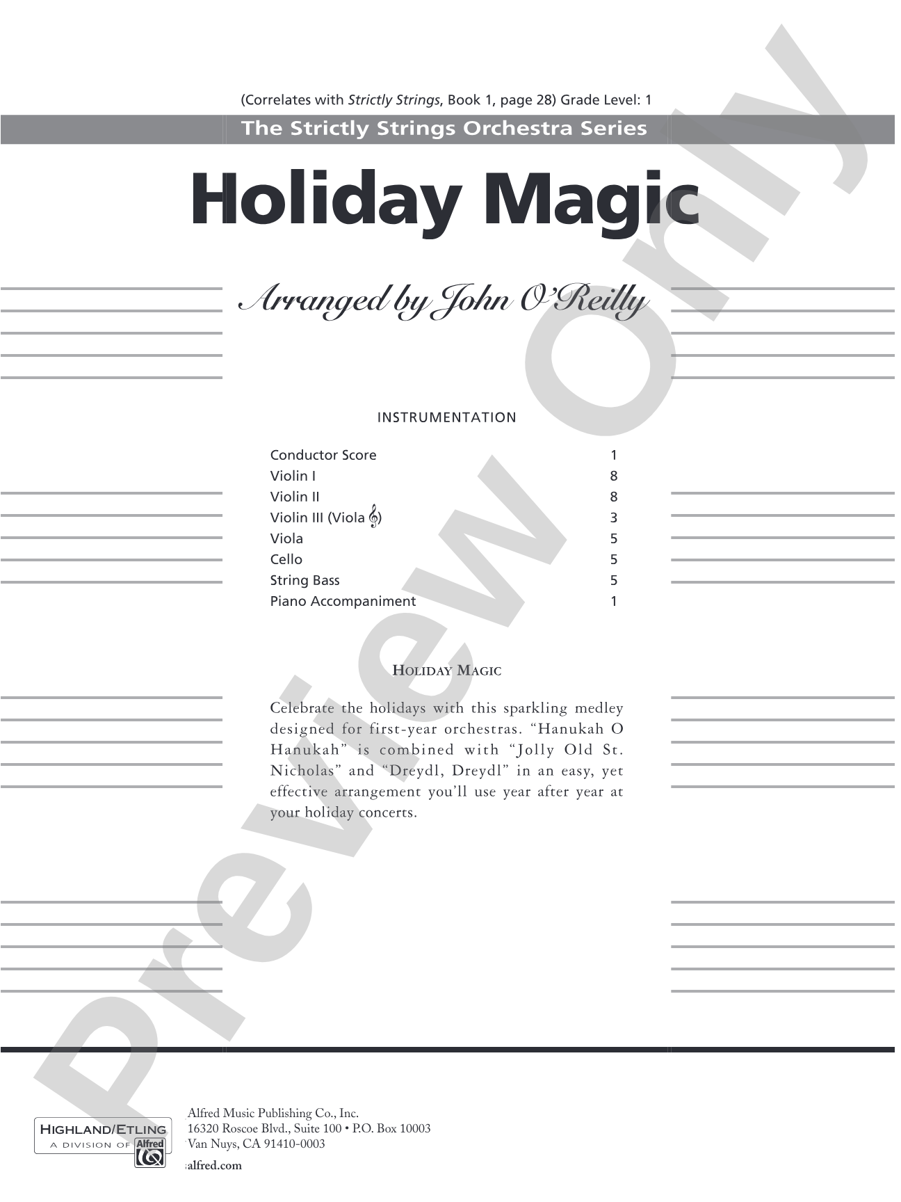 Classics for a Traditional Christmas, Level 1: String Orchestra Conductor Score & Parts