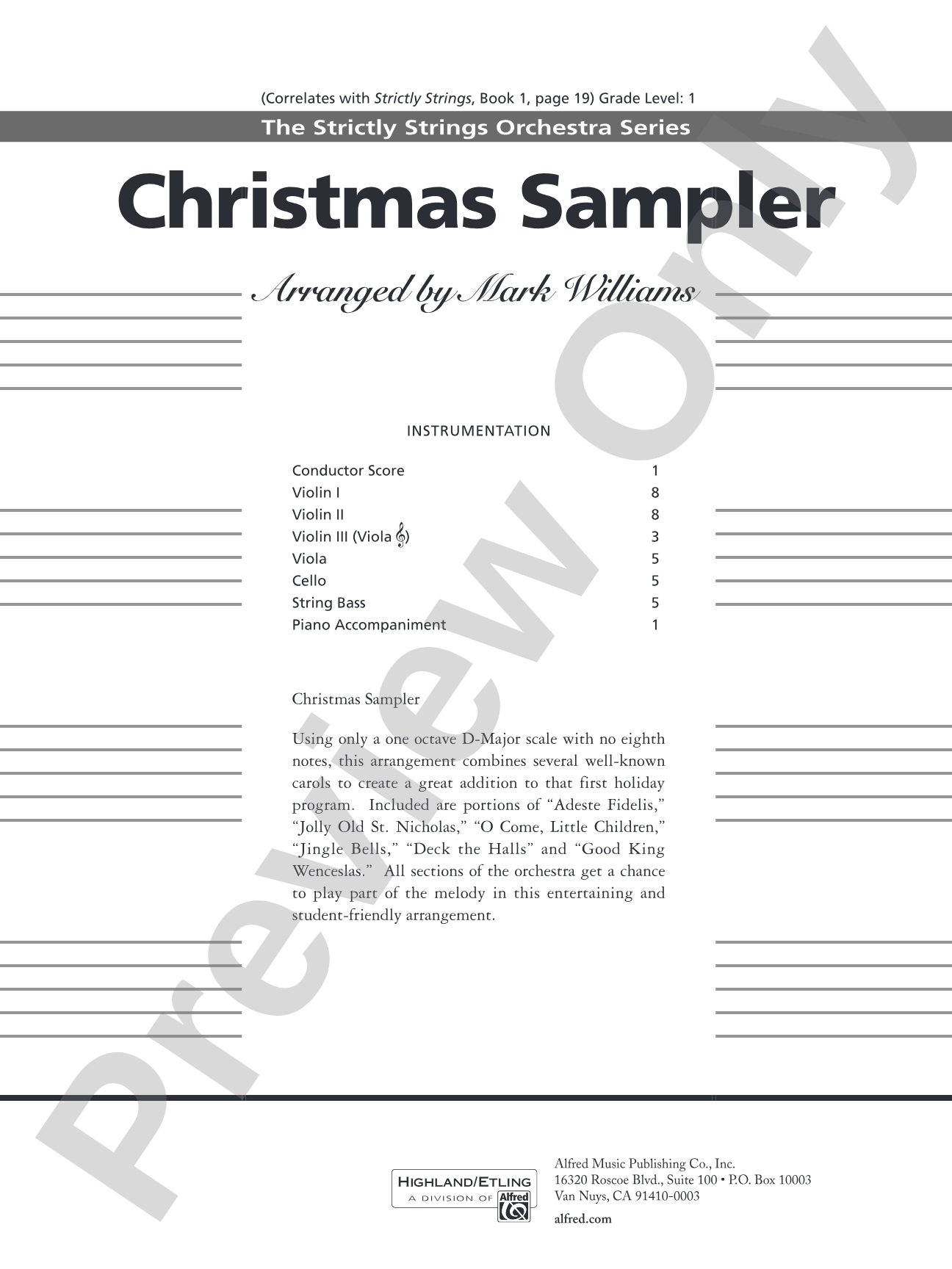Classics for a Traditional Christmas, Level 1: String Orchestra Conductor Score & Parts