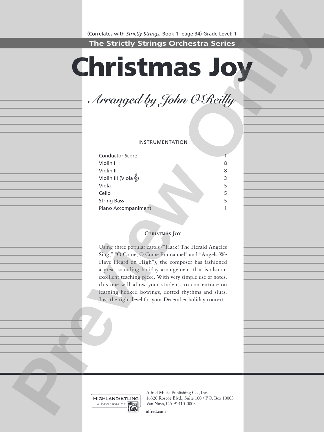 Classics for a Traditional Christmas, Level 1: String Orchestra Conductor Score & Parts