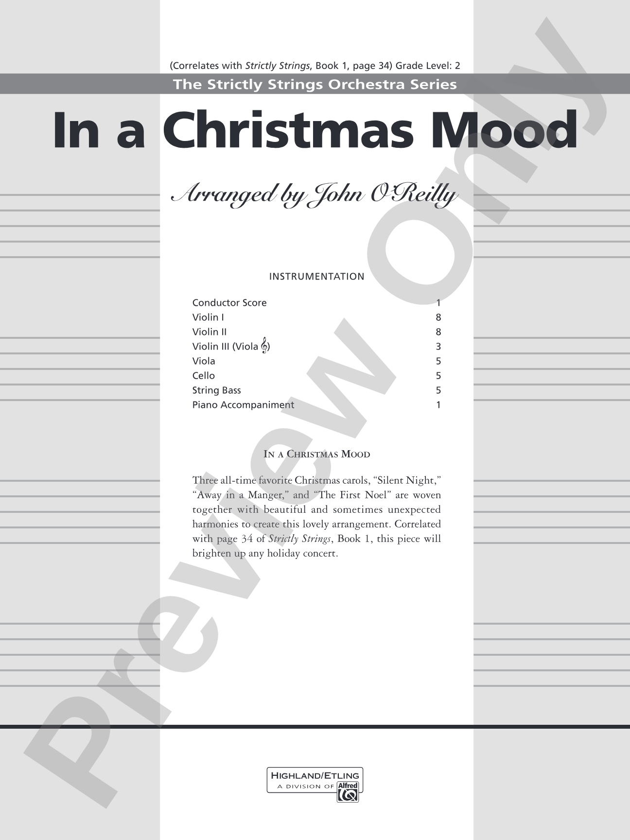 Classics for a Traditional Christmas, Level 2: String Orchestra Conductor Score & Parts