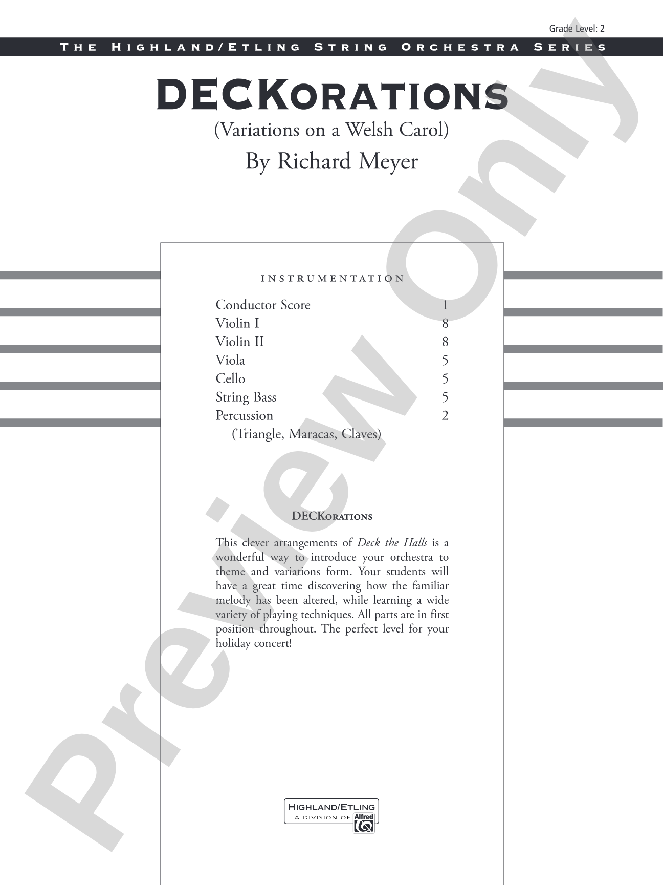 Classics for a Traditional Christmas, Level 2: String Orchestra Conductor Score & Parts