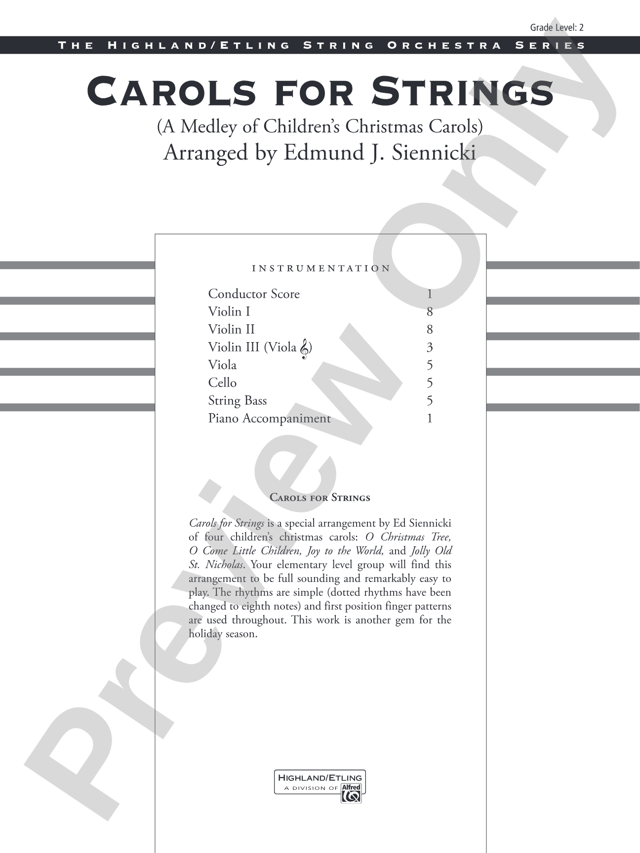 Classics for a Traditional Christmas, Level 2: String Orchestra Conductor Score & Parts