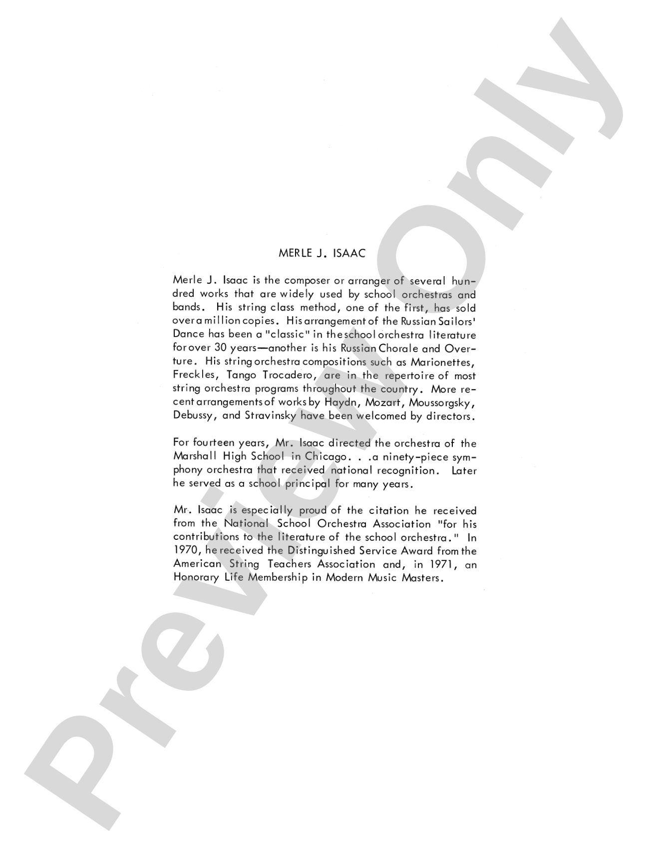Classics from Merle Isaac: String Orchestra Conductor Score & Parts