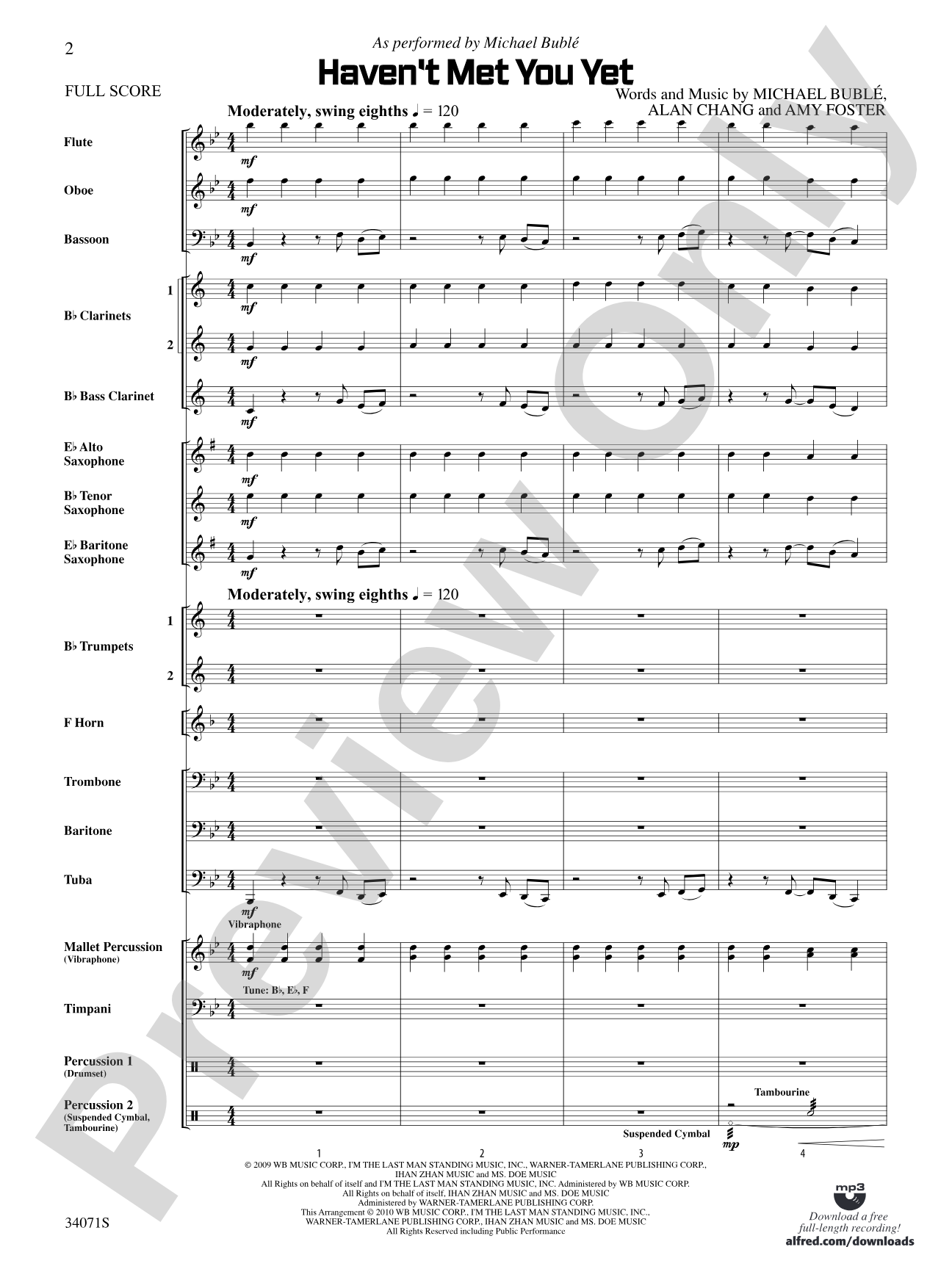 Haven't Met You Yet: Concert Band Conductor Score & Parts