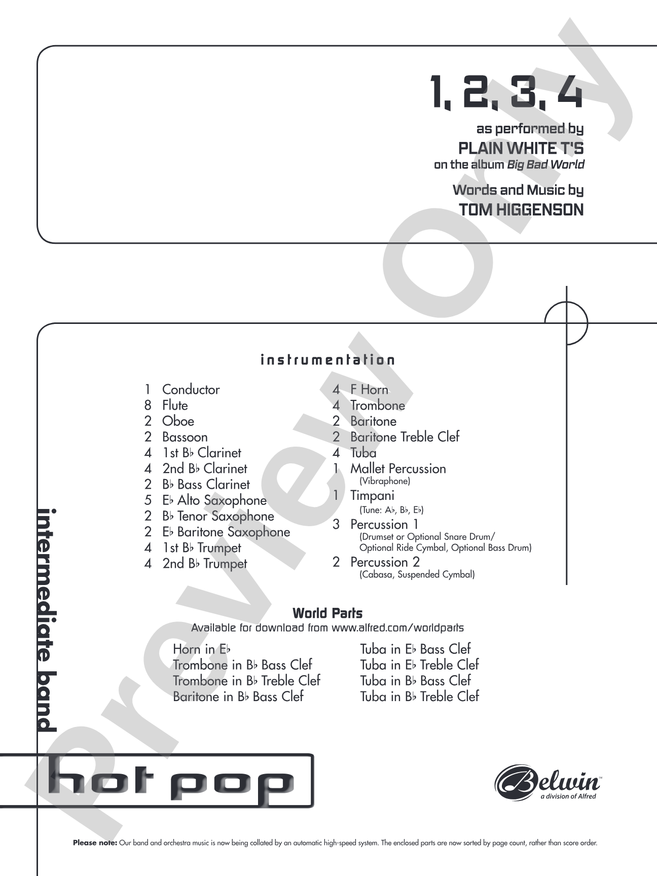 1, 2, 3, 4: Concert Band Conductor Score & Parts
