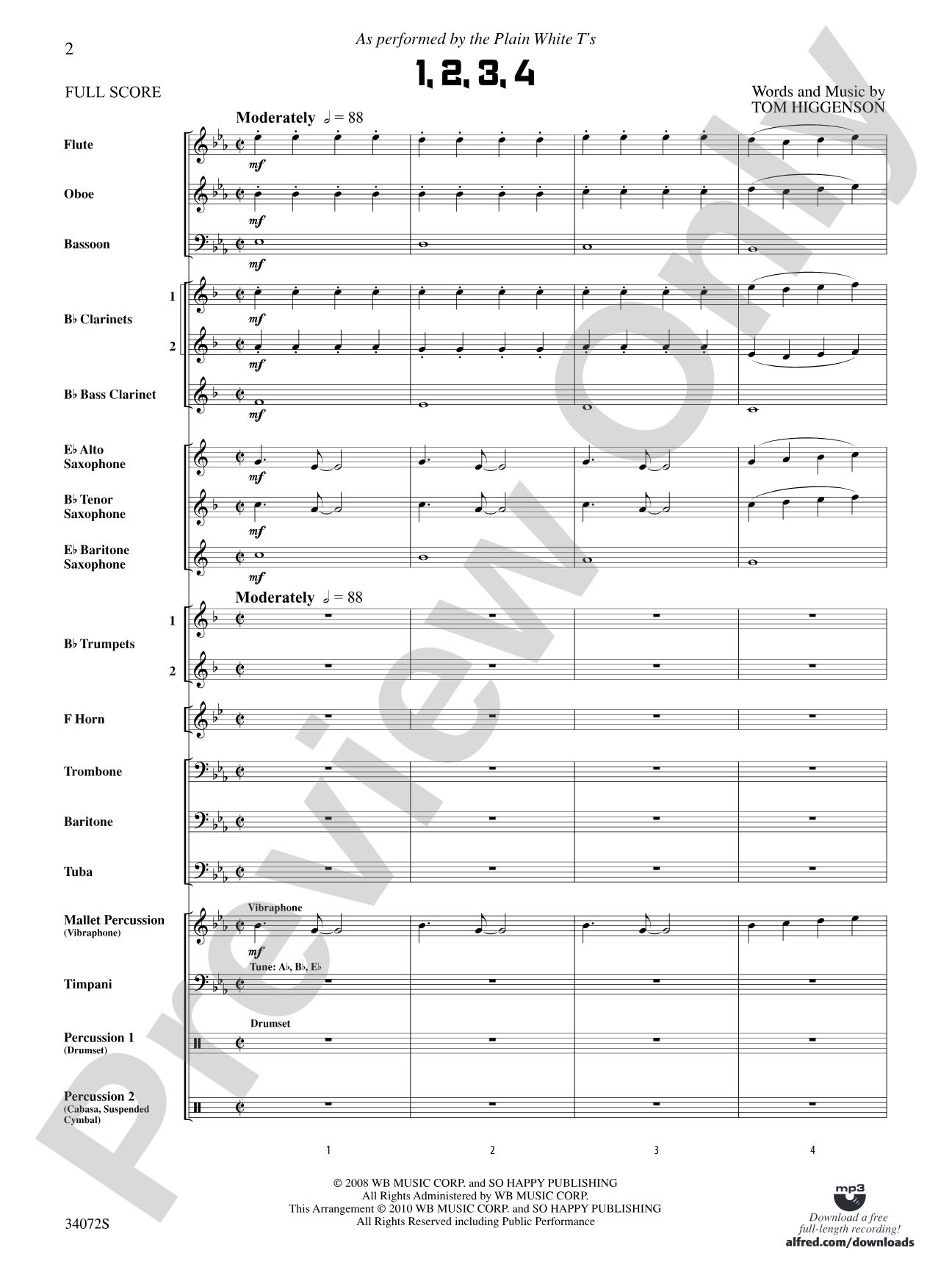 1, 2, 3, 4: Concert Band Conductor Score & Parts