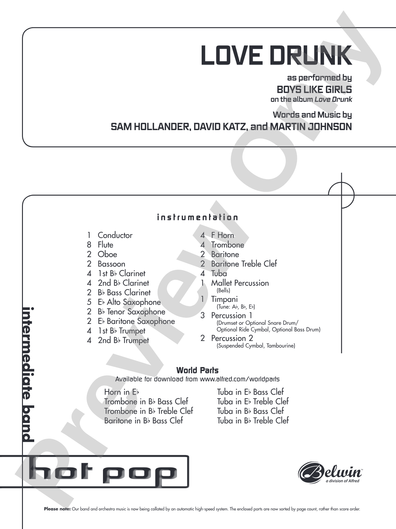 Love Drunk: Concert Band Conductor Score & Parts