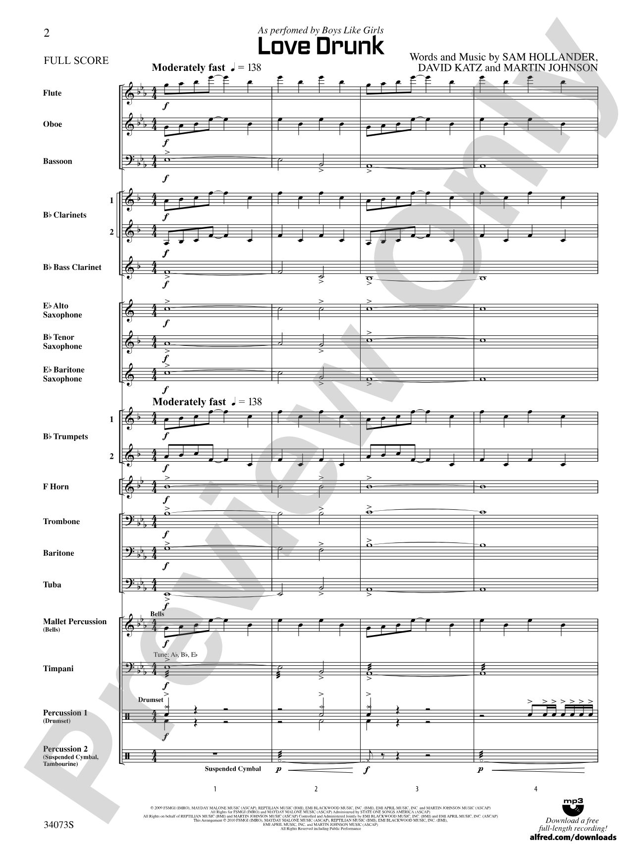 Love Drunk: Concert Band Conductor Score & Parts
