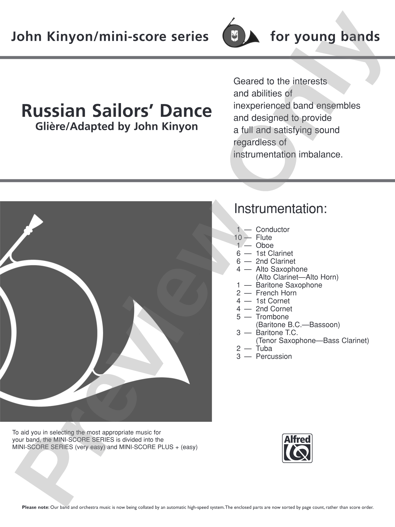 Russian Sailors' Dance: Concert Band Conductor Score & Parts