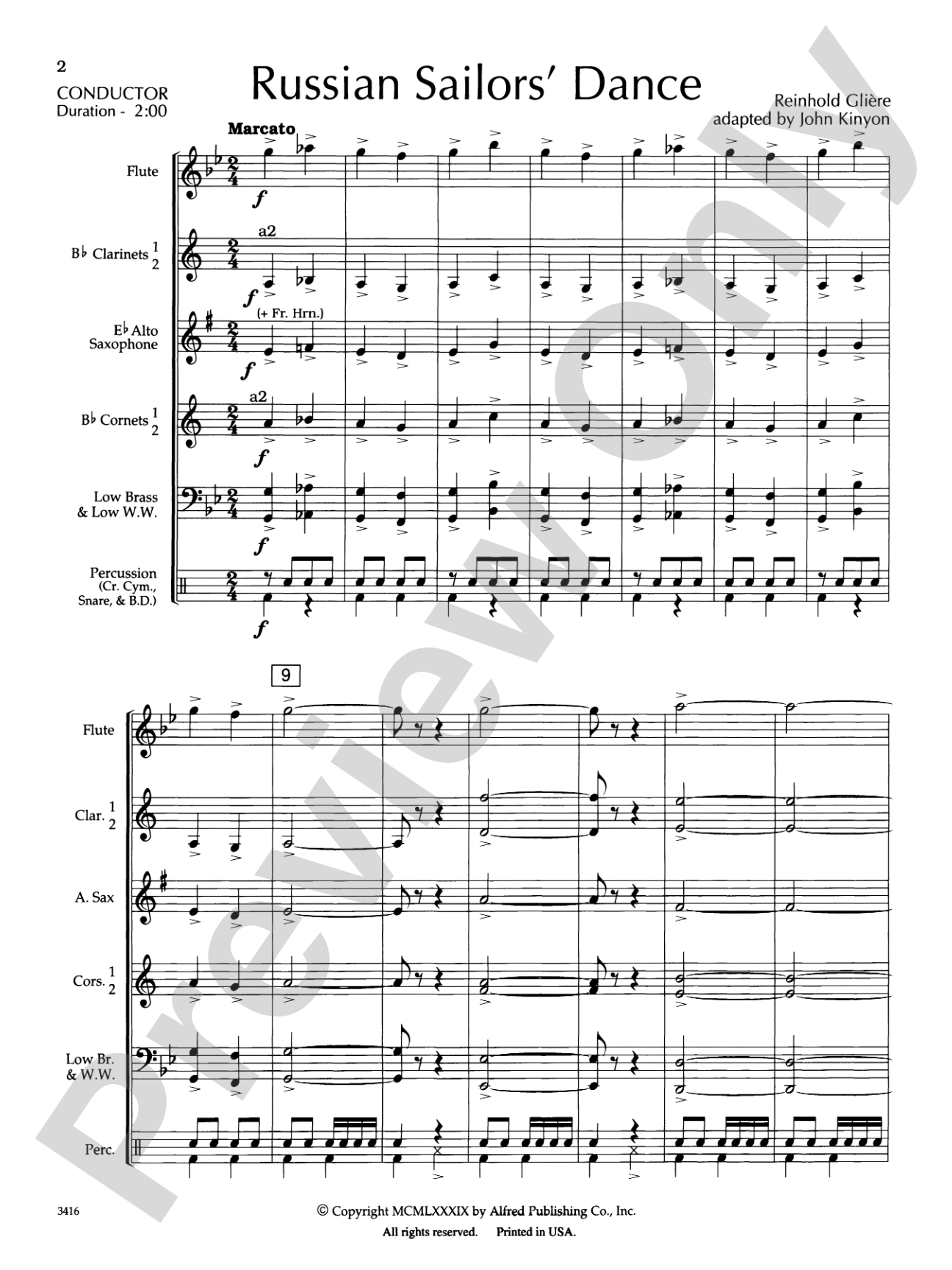 Russian Sailors' Dance: Concert Band Conductor Score & Parts