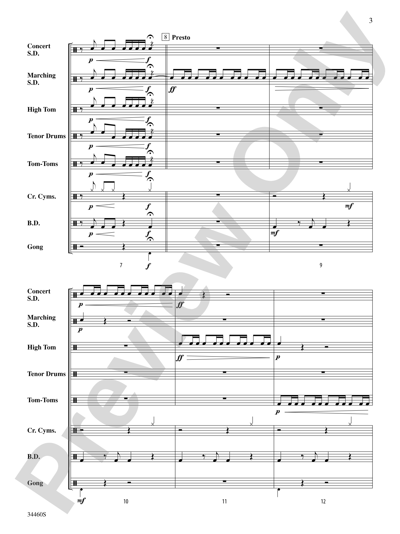 Opening Fast: Percussion Ensemble Conductor Score & Parts
