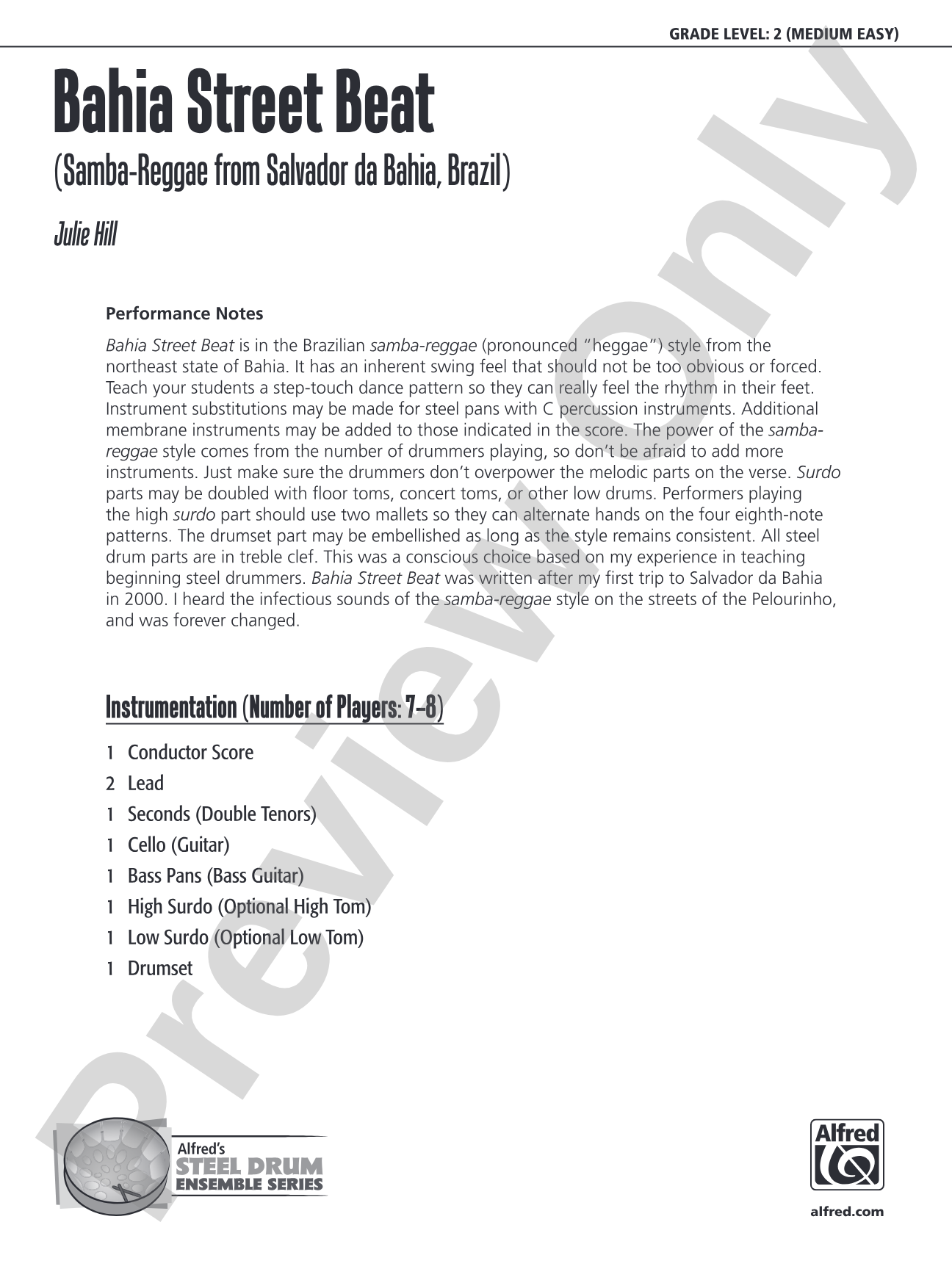 Bahia Street Beat: Steel Drum Conductor Score & Parts