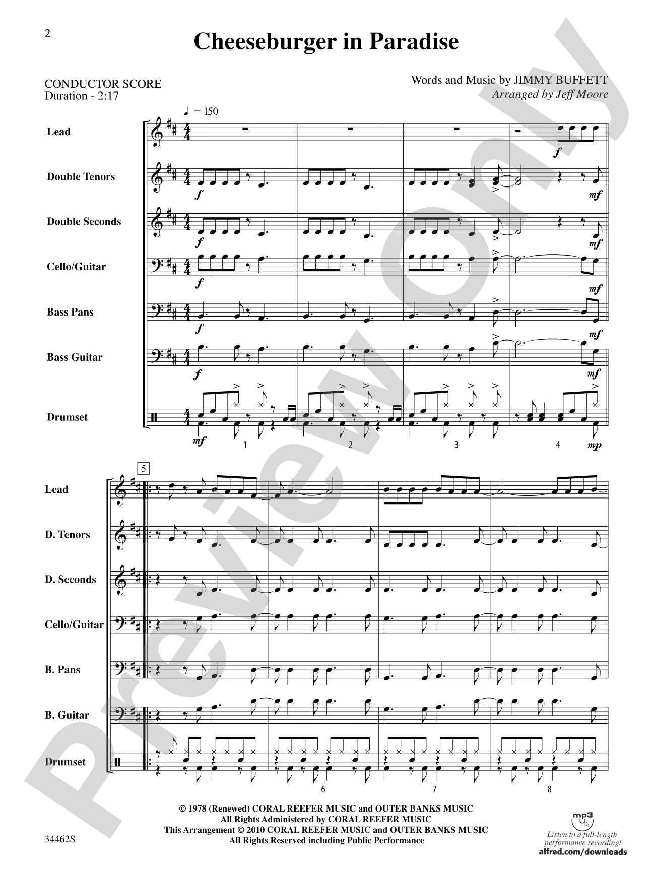 Cheeseburger in Paradise: Steel Drum Conductor Score & Parts